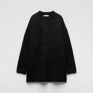 Zara Oversized V-Neckline Knit Sweater